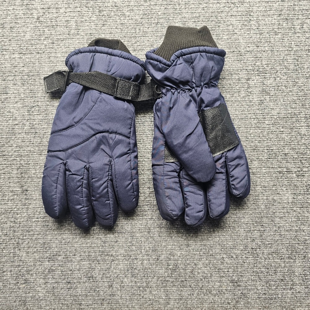 Navy Blue Insulated Winter Gloves Fleece Lined Adjustable Wrist Strap Size L
